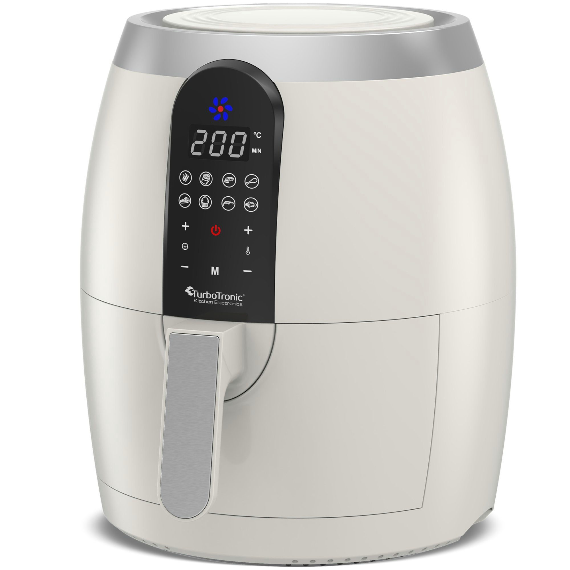 TurboTronic by Z-Line Heißluftfritteuse 3,5 Liter, 7 Programme, Fritteuse Fettfrei ohne Öl, 50°C 200°C Power, 1200 W, Camping Retro digital Airfryer AF10D