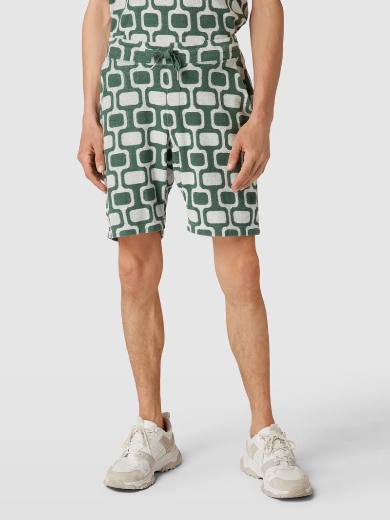 Shorts aus Frottee in olivgrün
