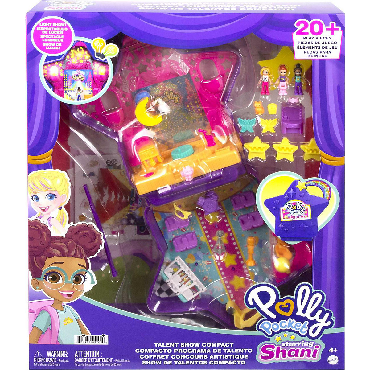 Polly Pocket Talentshow Schatulle mit 3 Figuren inkl. Zubehör