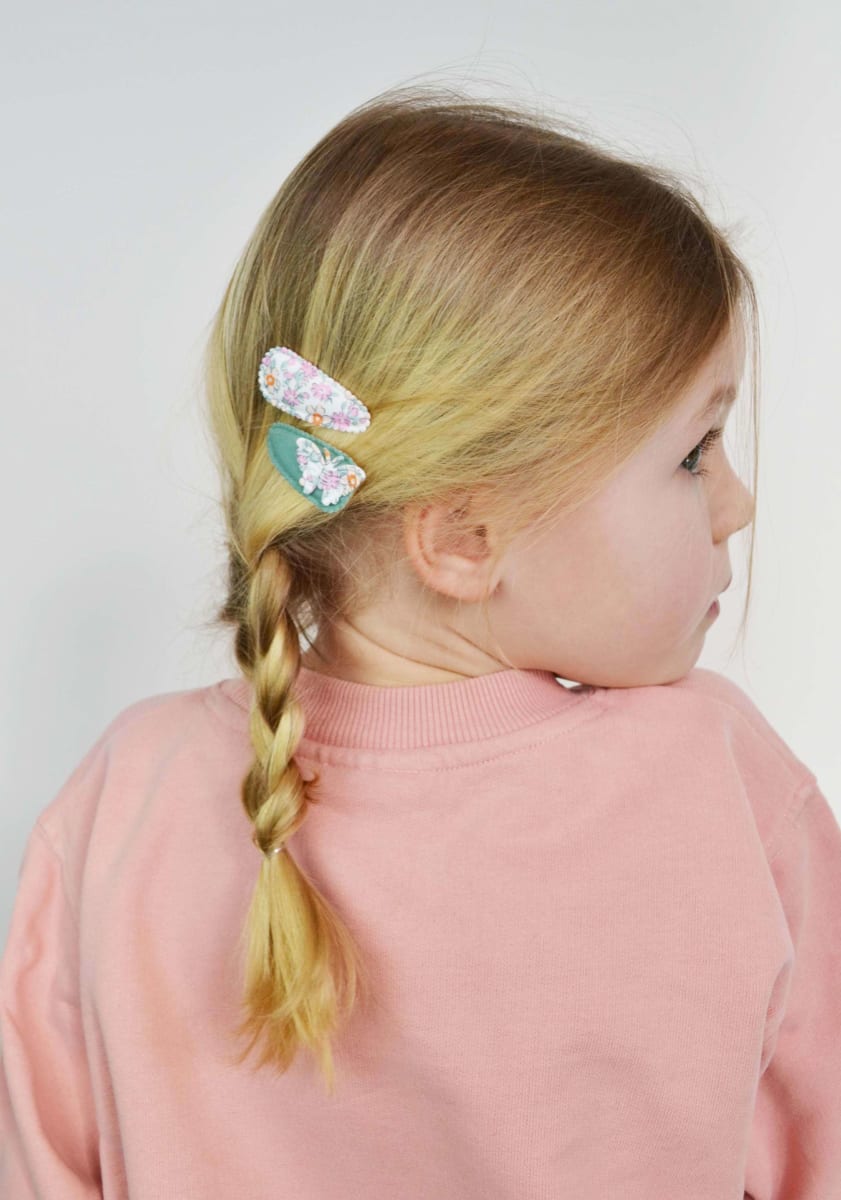 Haarclips Textil Blümchen & Schmetterling, 3 St