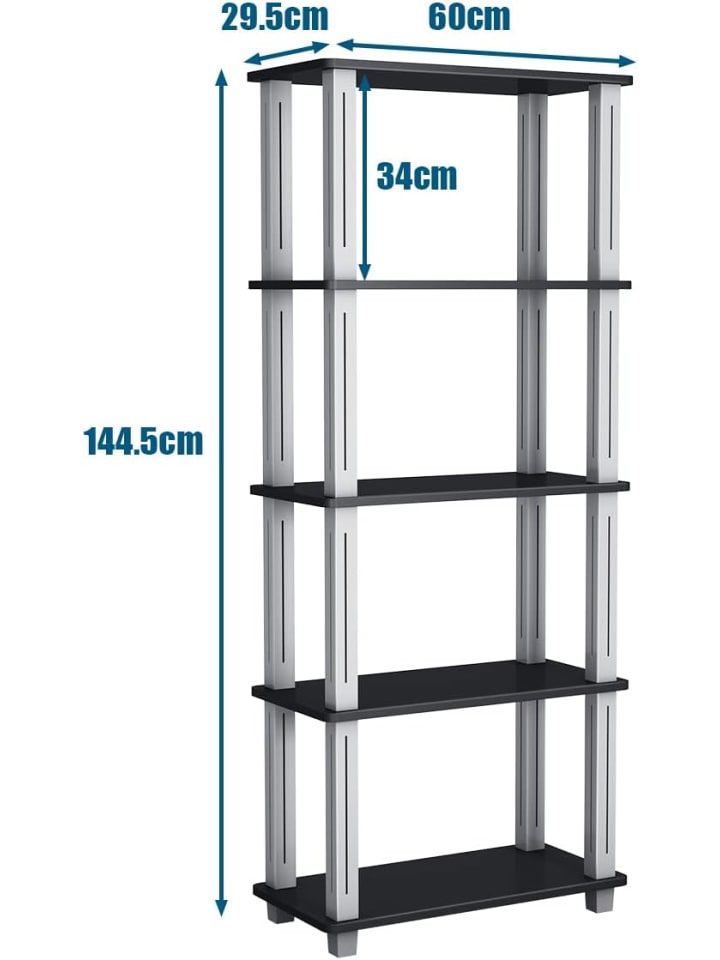 COSTWAY Bücherregal mit 5 Ebenen in Schwarz günstig kaufen 60 cm