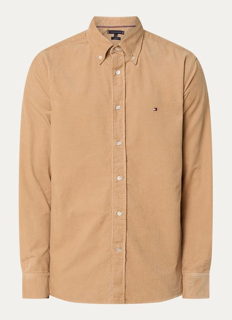 Cămașă Tommy Hilfiger Classic Fit din catifea reiată cu logo