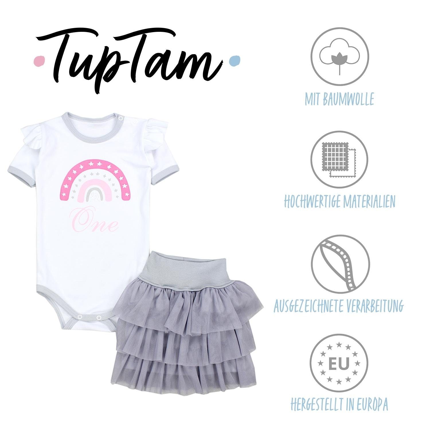 TupTam Partykleid Baby Mädchen Geburtstag Outfit Kurzarm Langarm Body Tüllrock 2 tlg