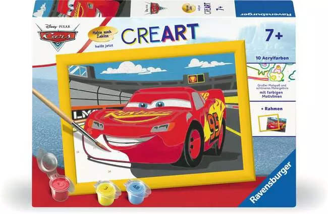 CreArt Lightning McQueen - Malen nach Zahlen für Kinder ab 7 Jahren