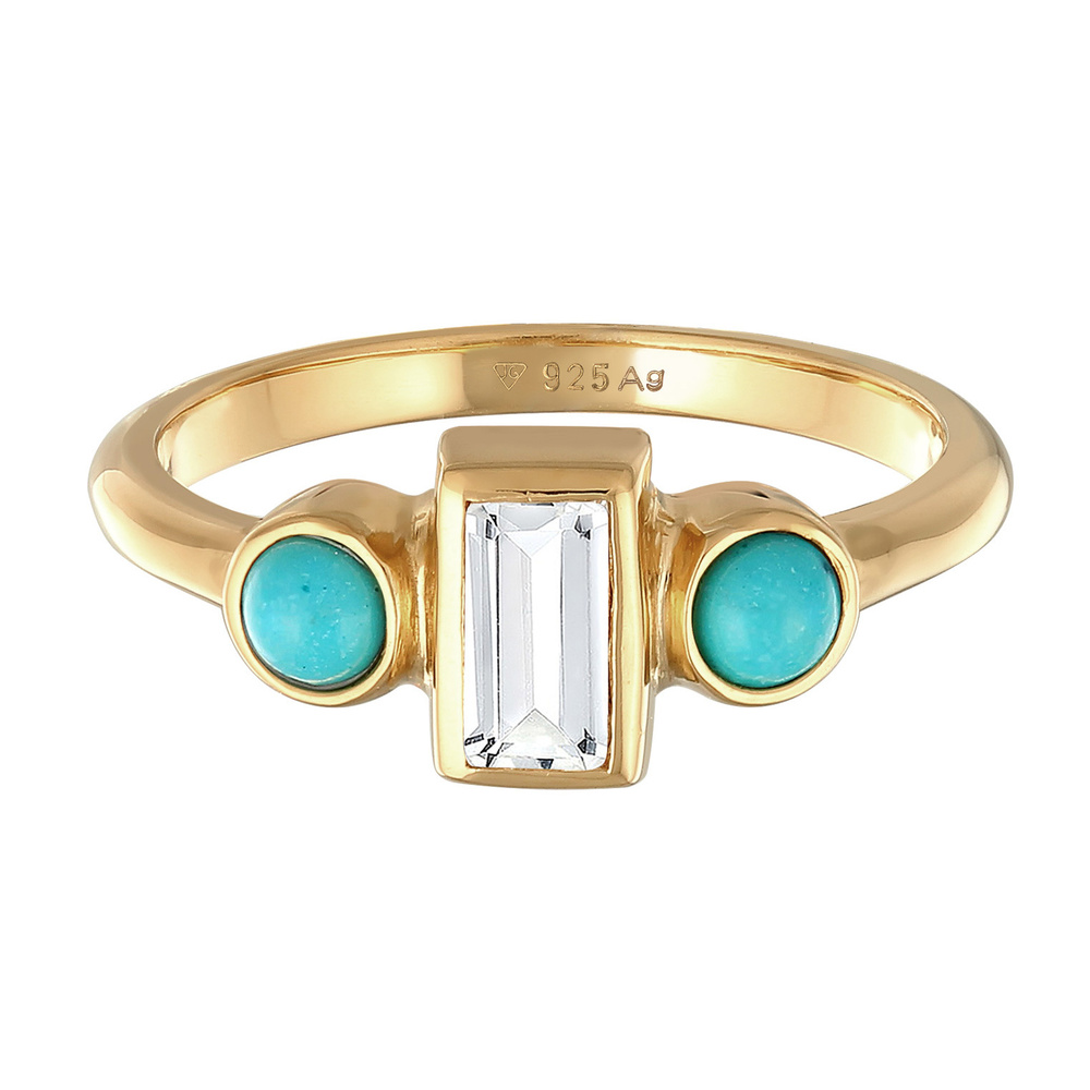 Elli PREMIUM Elli PREMIUM Bague Femmes Fiançailles Vintage Étincelant avec Topaze et Howlite e Bague