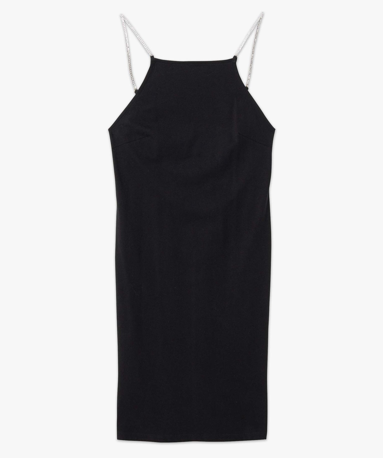 Robe femme avec fines bretelles en strass noir | GEMO