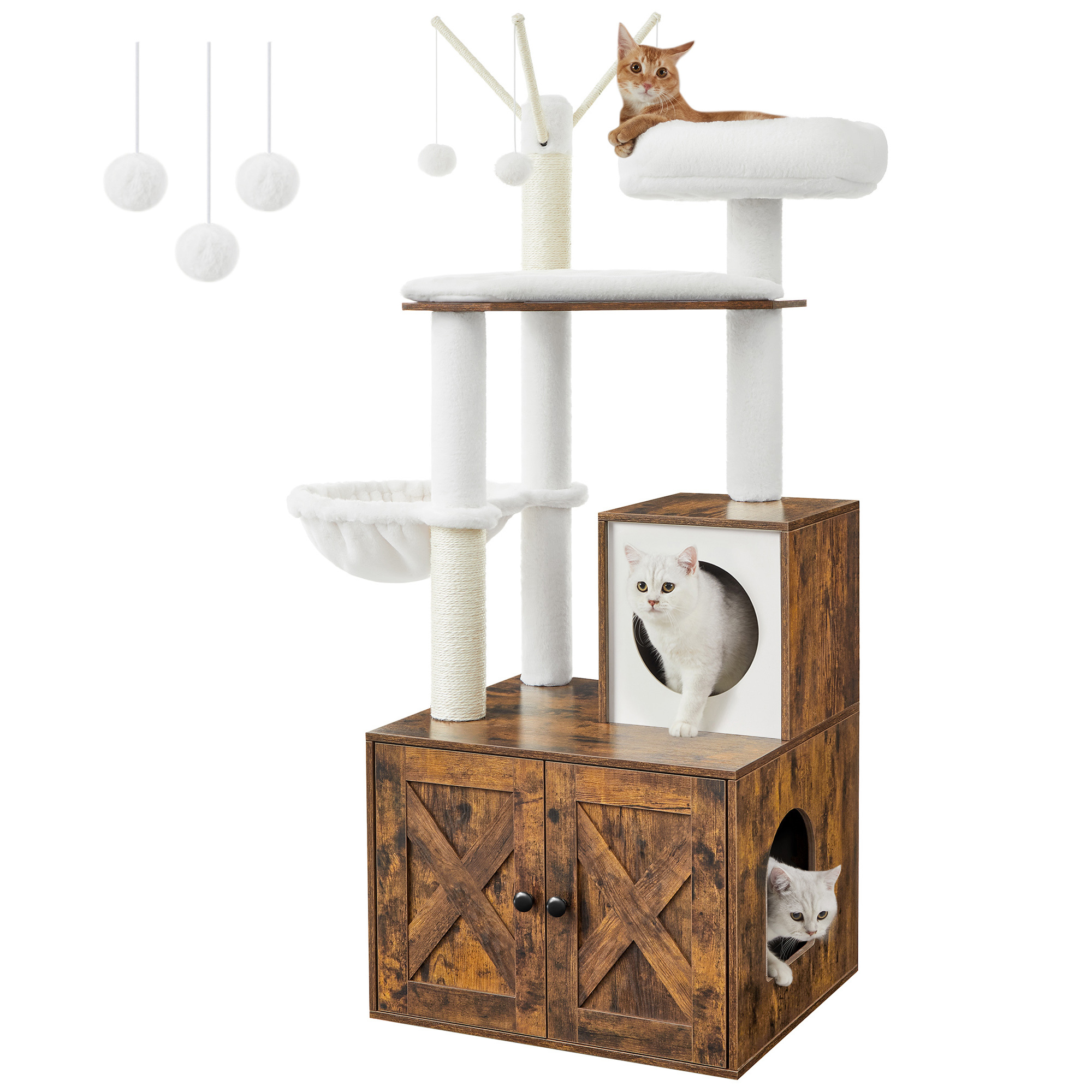 FEANDREA Kratzbäume FEANDREA Kratzbaum mit Katzenklo-Schrank 2-in-1 braun