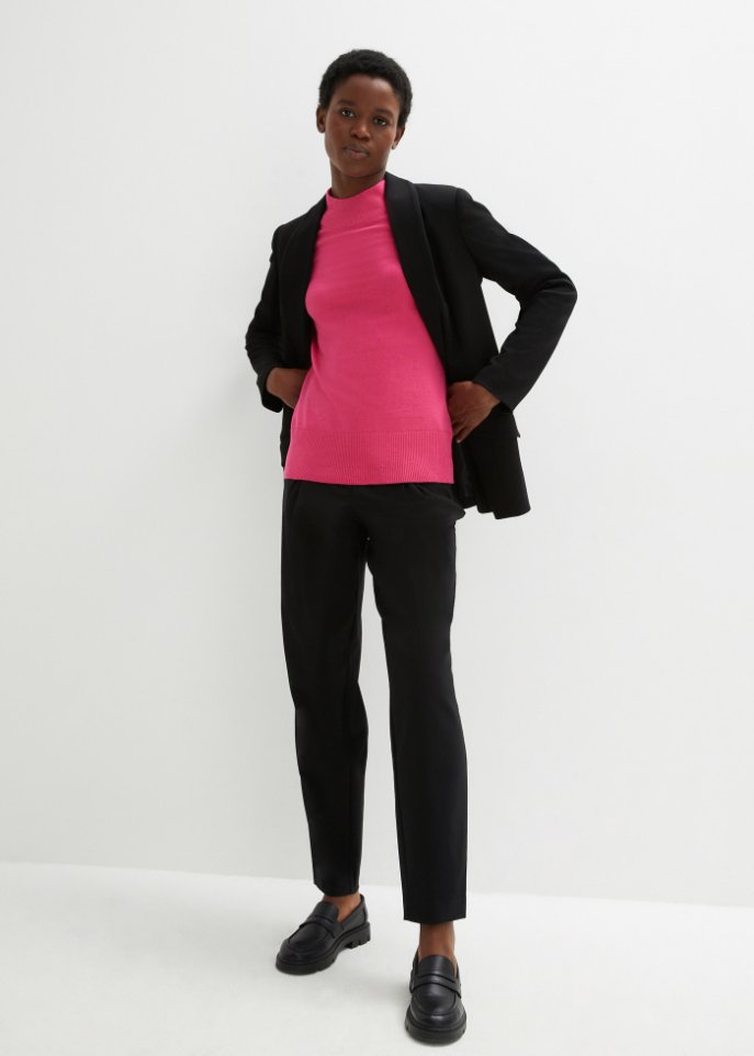 Basic Pullover mit Stehkragen mit recycelter Baumwolle