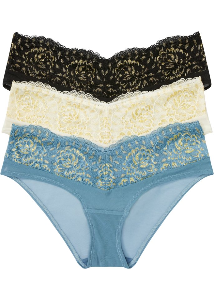 Panty mit Lurex Spitze (3er Pack)