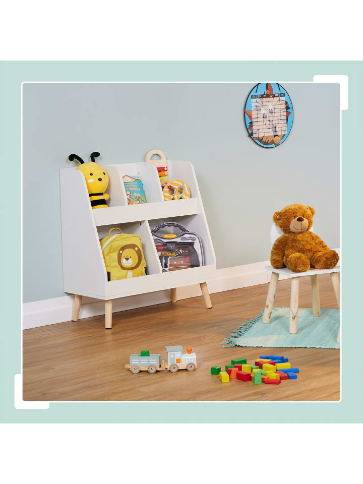relaxdays Kinderregal in Weiß/ Natur - (B)60 x (H)66 x (T)30 cm günstig kaufen onesize