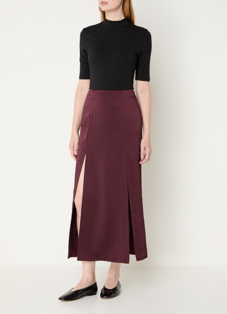 Gonna midi in raso Claudie Pierlot Sapini con spacco