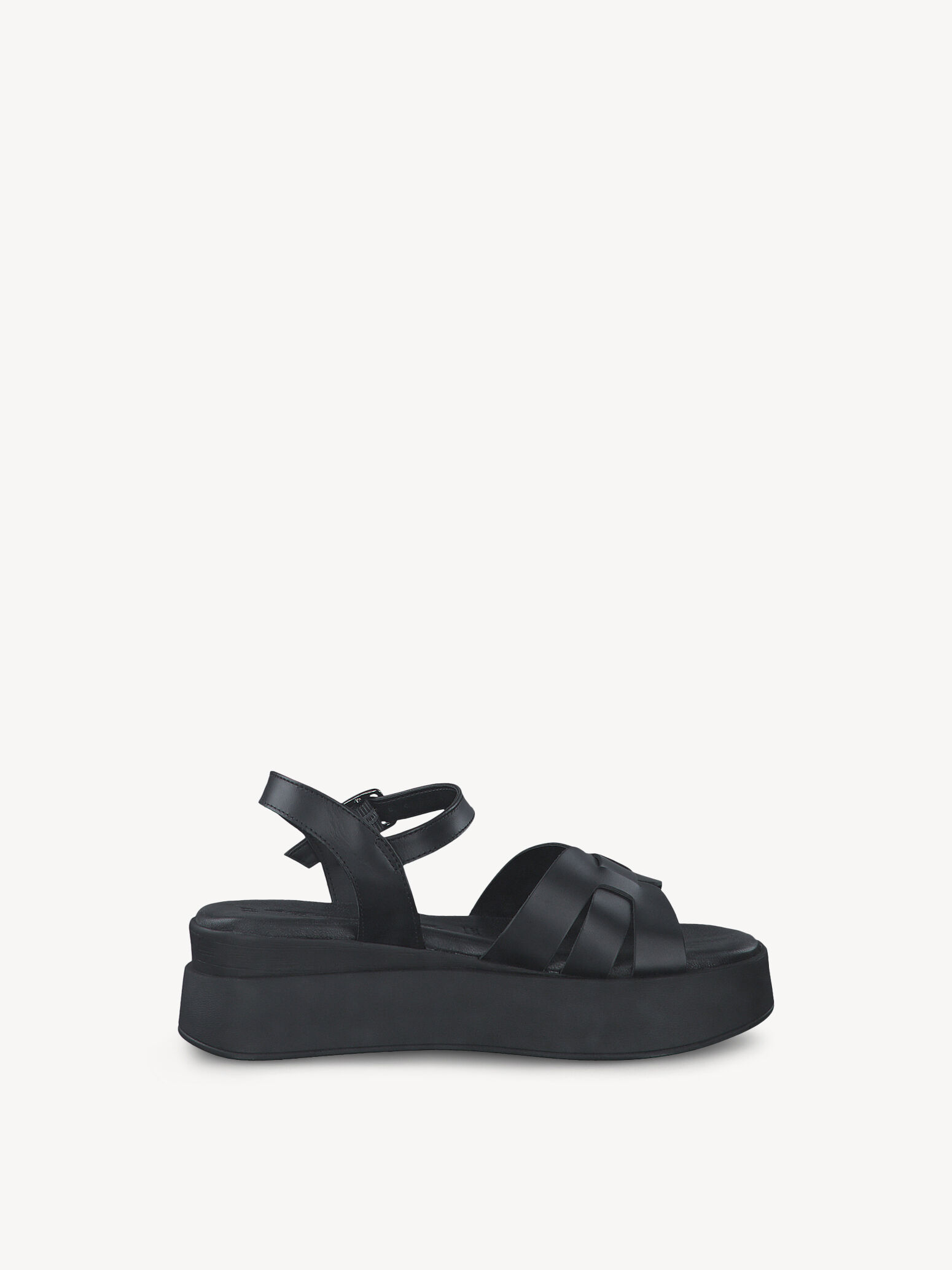 Sandale à talon en cuir - noir