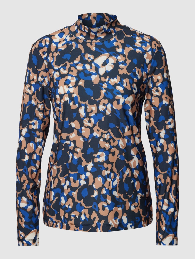 Longsleeve mit Allover-Muster und Stehkragen in royalblau