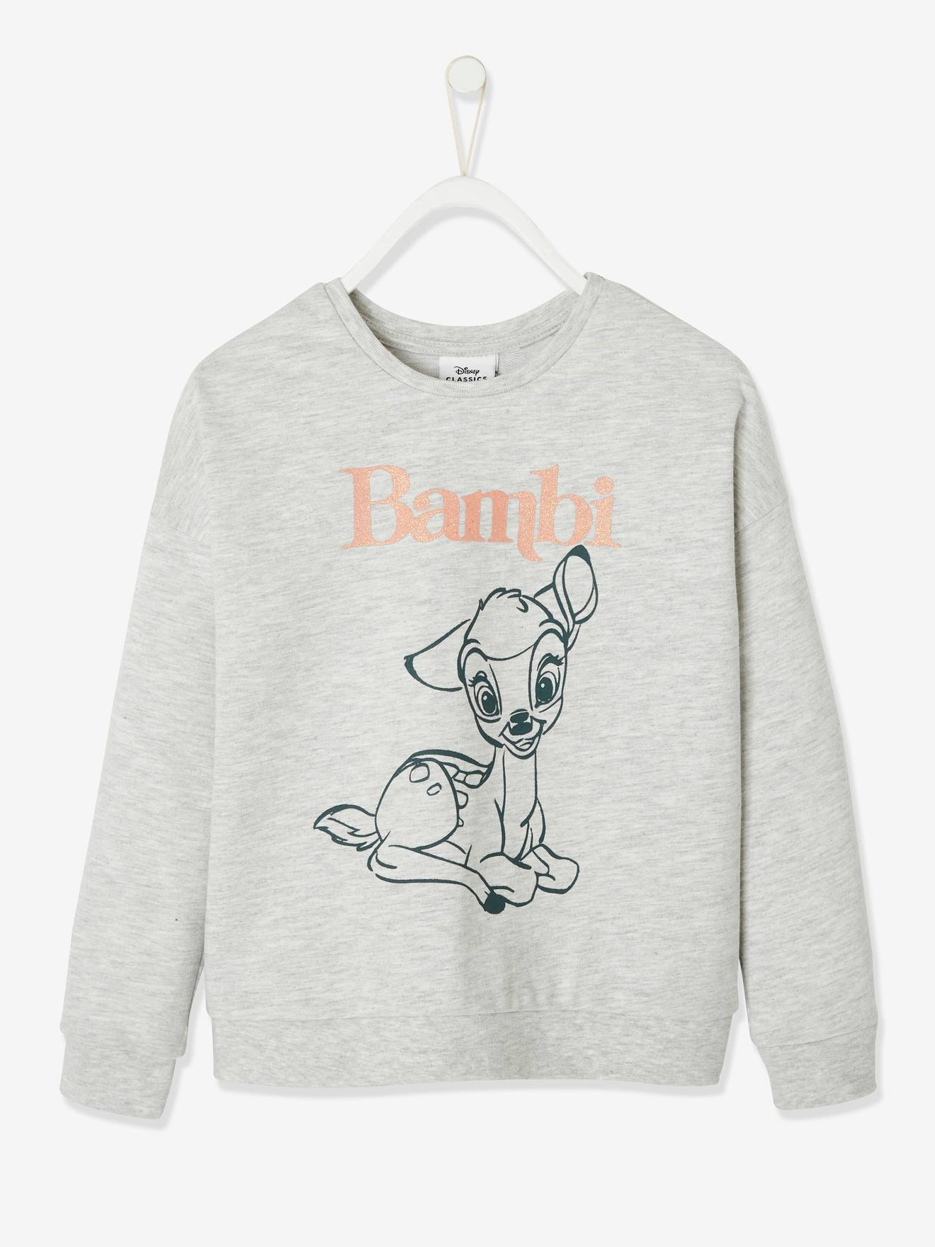 Sweat fille DS® Bambi gris chiné animé