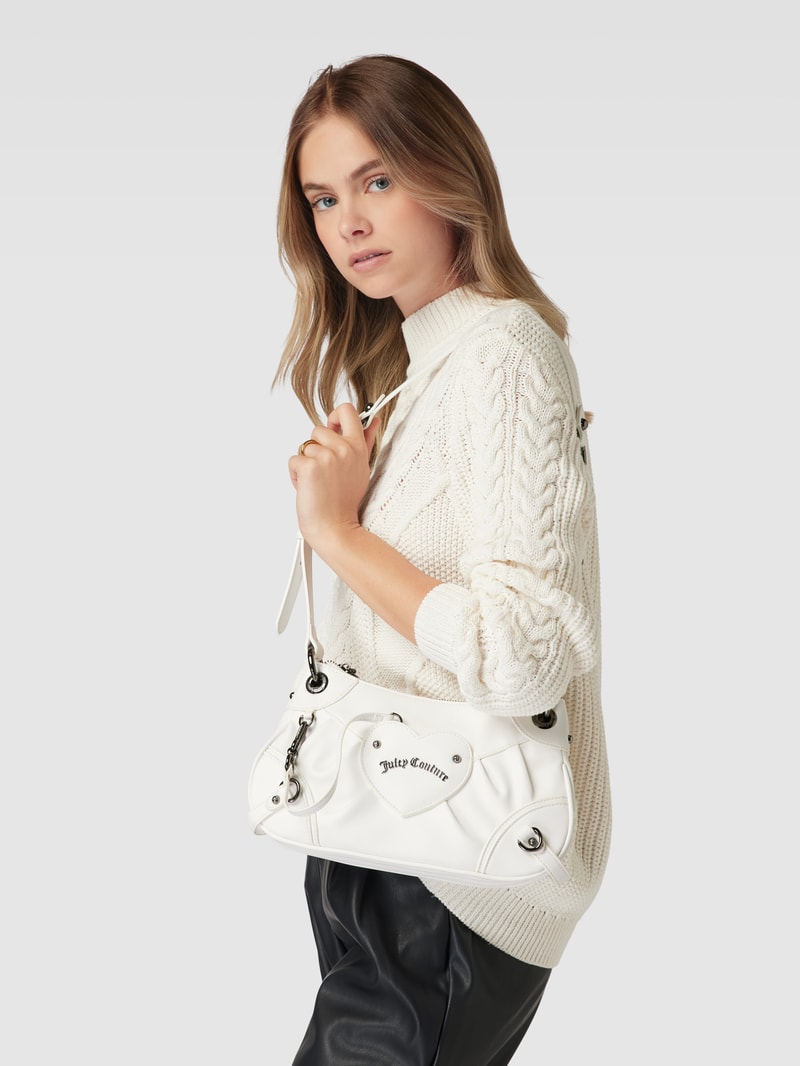 Bowling Bag mit Label-Detail Modell 'LOVE' in weiß