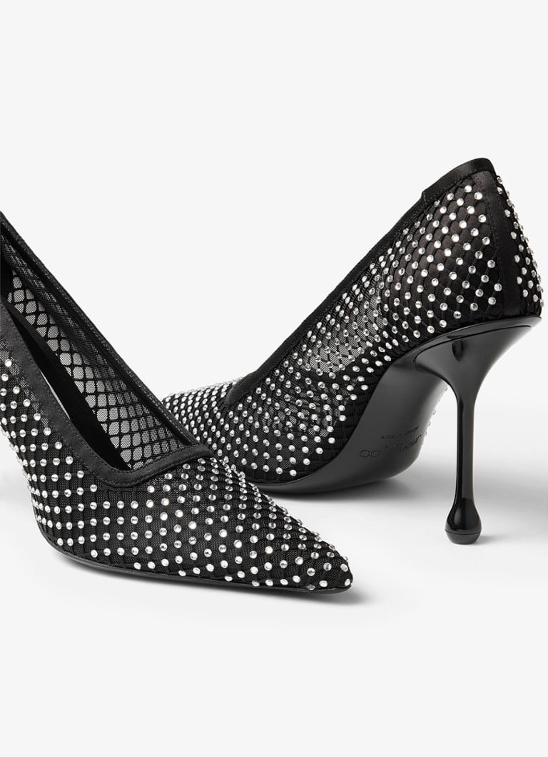 Jimmy Choo Ixia 95 pump made of mesh with rhinestones