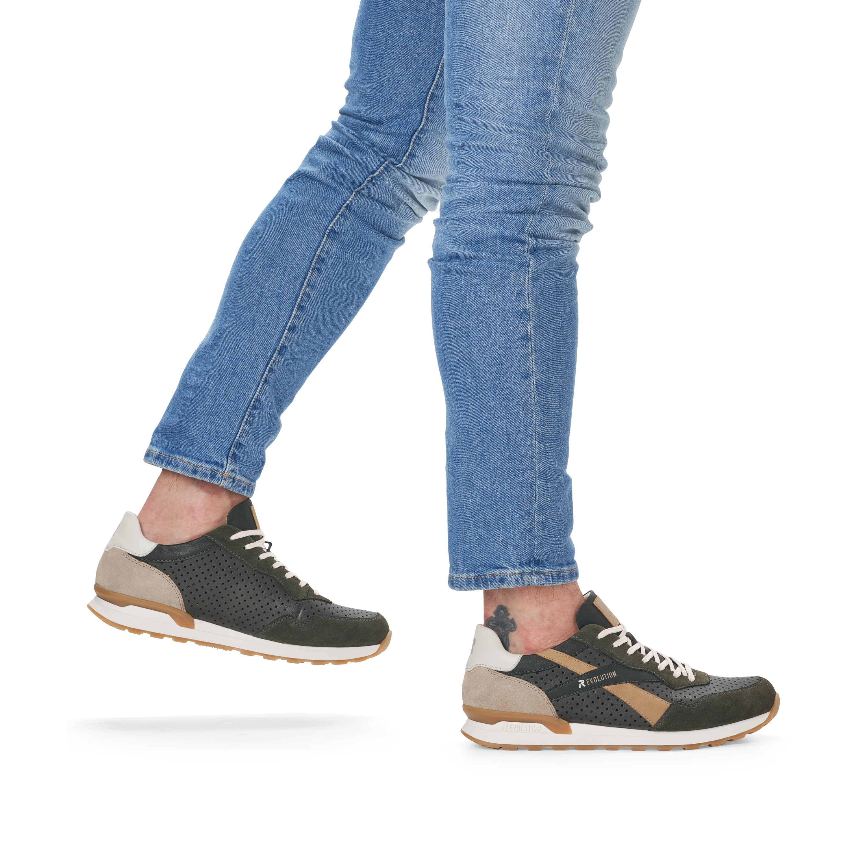 Rieker Herren Sneaker Low forest-green clay-beige
