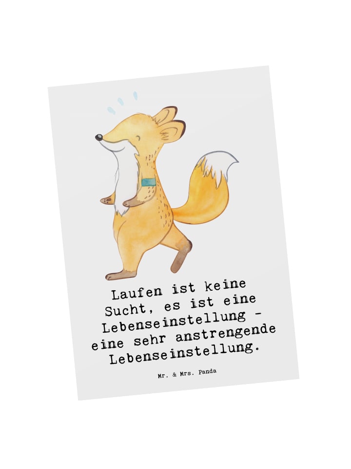 Mr. & Mrs. Panda Postkarte Laufen Lebensstil mit Spruch in Weiß günstig kaufen onesize