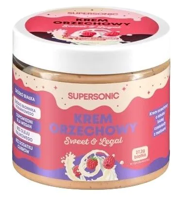 „Supersonic Sweet&Legal“ baltyminis kremas, baltojo šokolado ir aviečių skonio