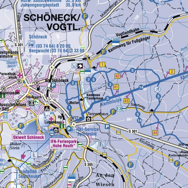 Kammloipe Schöneck-Johanngeorgenstadt / Krusnohorska lyzarska magistrala Damen - Winterwanderkarte