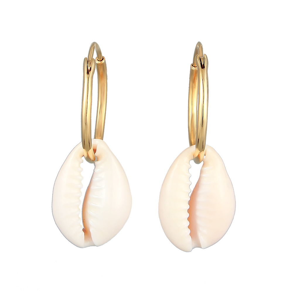 Elli Elli Boucles d'Oreilles Femmes Créoles Tendance avec coquillage cauri en argent s Boucles d'oreilles