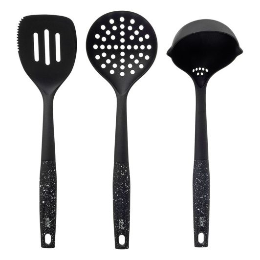 Ustensile de bucătărie x3 spatulă, lingură, lingură cu crestătură