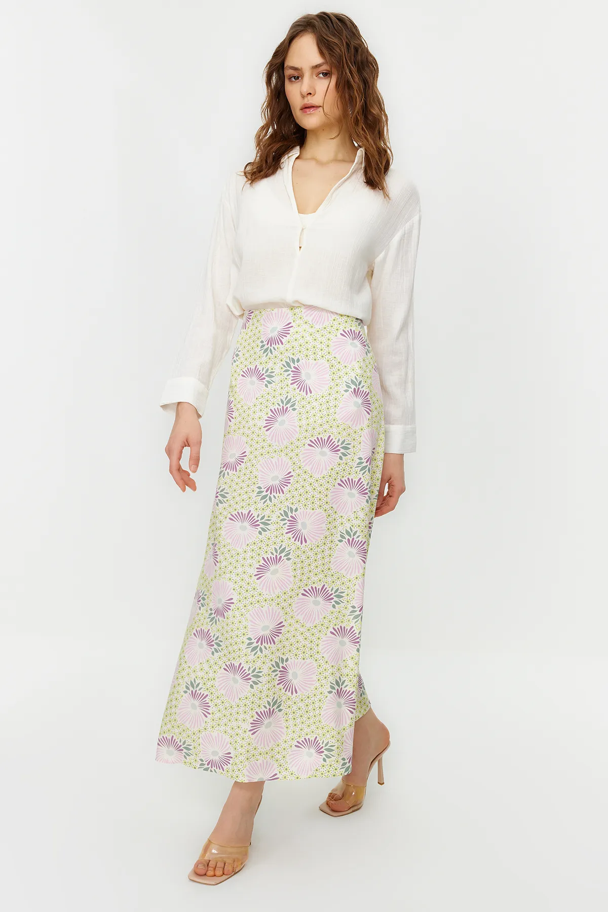 Trendyol Modest  A-Linien-Webrock mit Puderblumenmuster TCTSS22EE0006