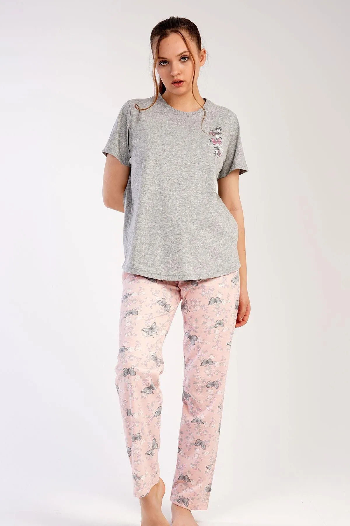 C&City  Kurzarm-Pyjama-Set Grau-441014