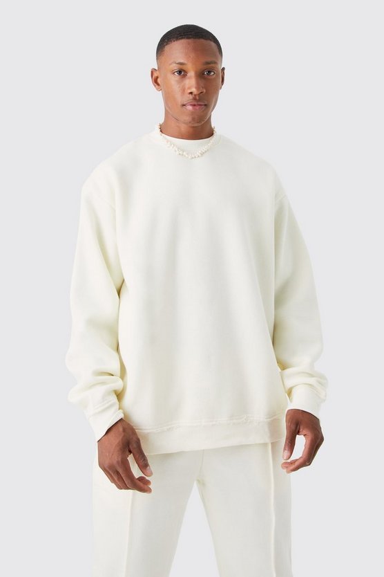 Oversize Sweatshirt-Trainingsanzug mit rohem Saum
