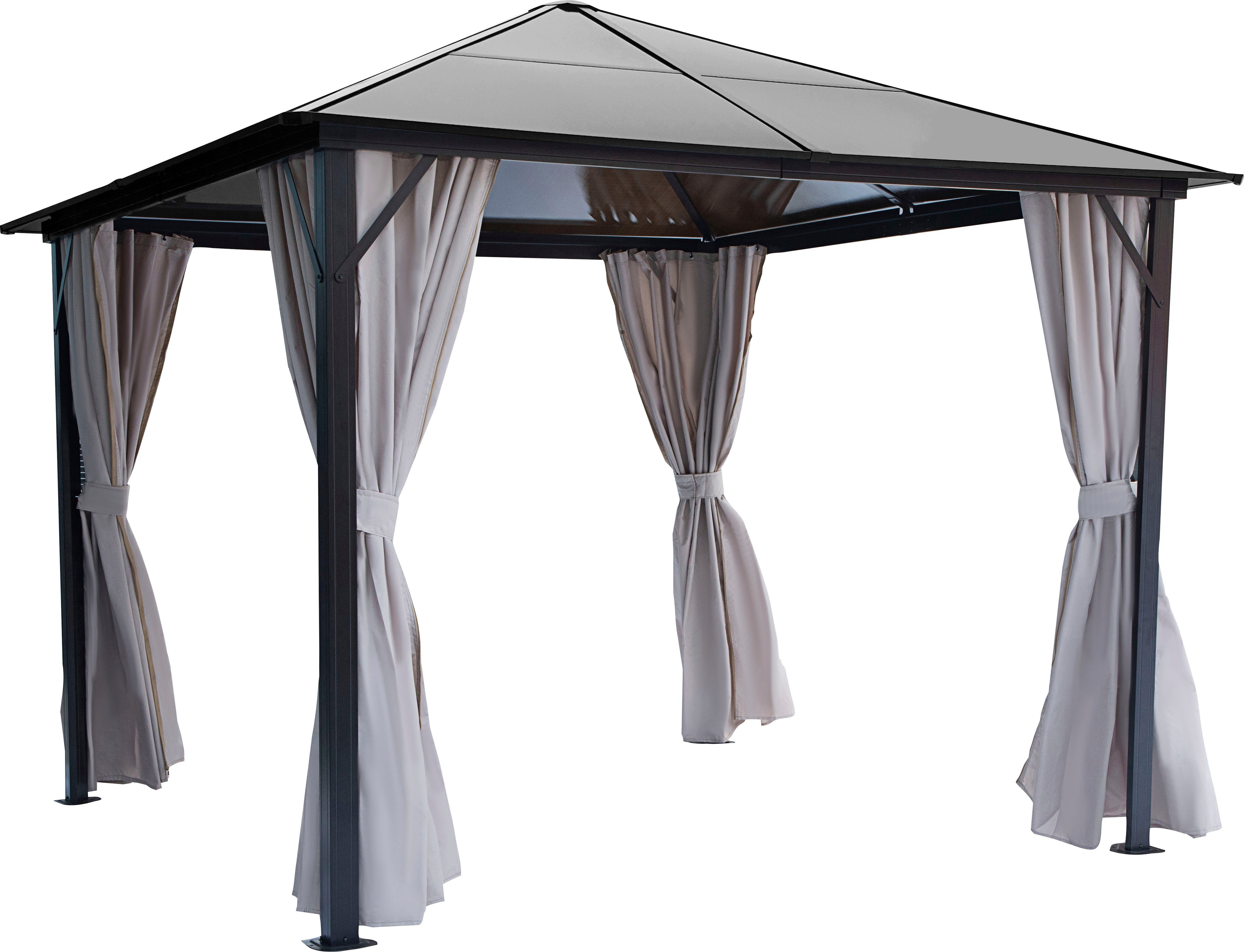 KONIFERA Pavillon Aruba 2.0, mit 4 Seitenteilen, BxT: 300x300 cm, 6 mm Polycarbonat-Dachplatten, Aluminium