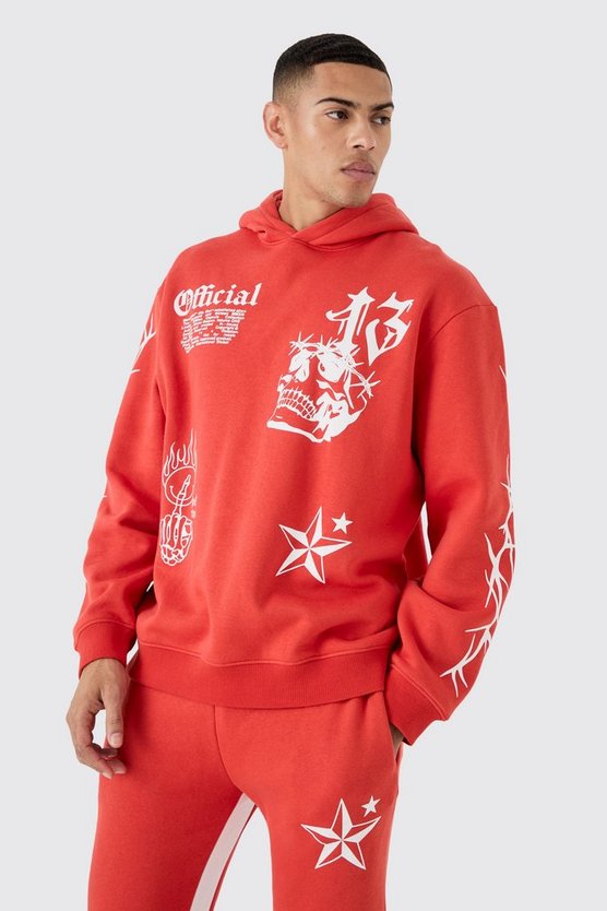 Oversize Hoodie-Trainingsanzug mit Graffiti-Print