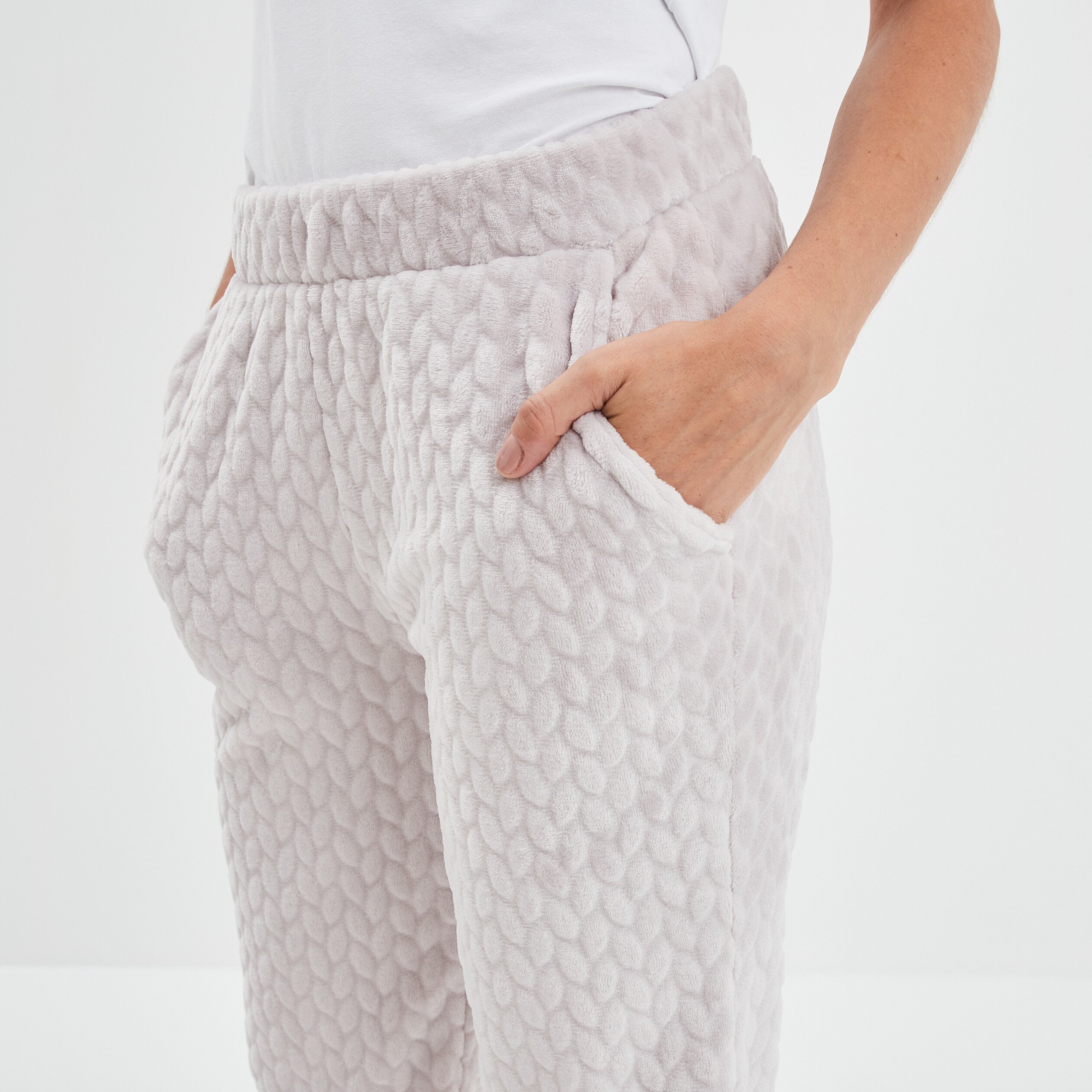 Pantalon de pyjama aspect matelassé rose pastel femme | La Halle