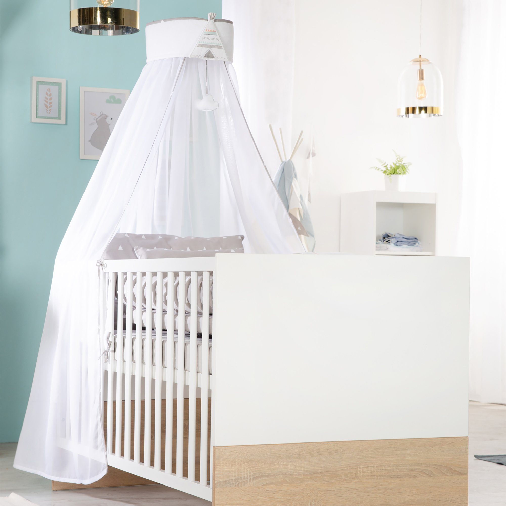 roba® Babyzimmer-Komplettset Gabriella, Babybett & breite Wickelkommode, umbaubar zum Juniorbett