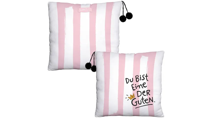 H:)PPYlife Plüschkissen »Du bist eine der Guten.« weiß