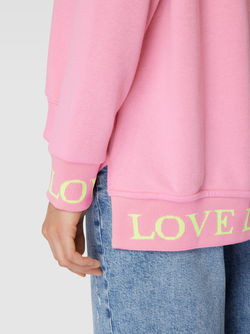 Sweatshirt mit Statement-Print Modell 'LOVE HAPPINESS' in rosa