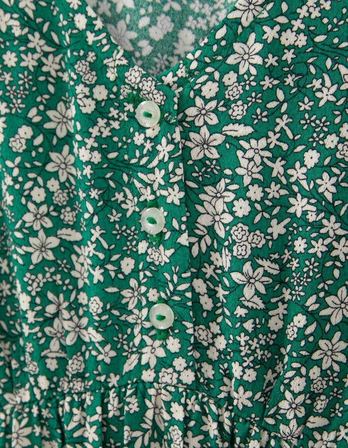 Robe longue verte LENZING™ ECOVERO™ micro fleurs fille