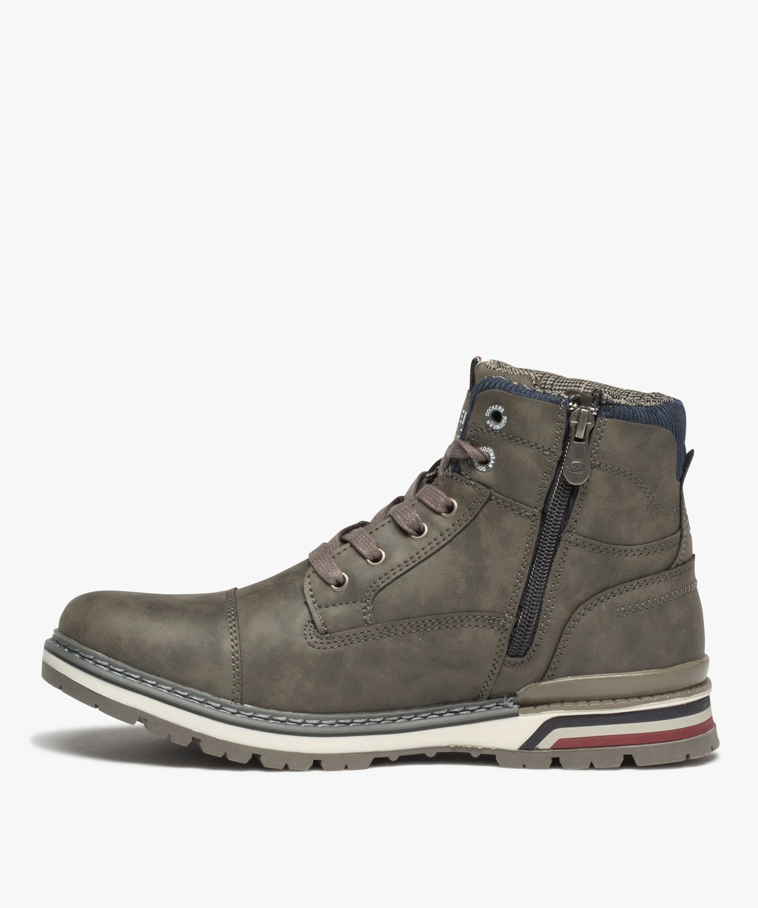 Boots homme unies à lacets et fermeture à zip - Dockers by... gris | GEMO