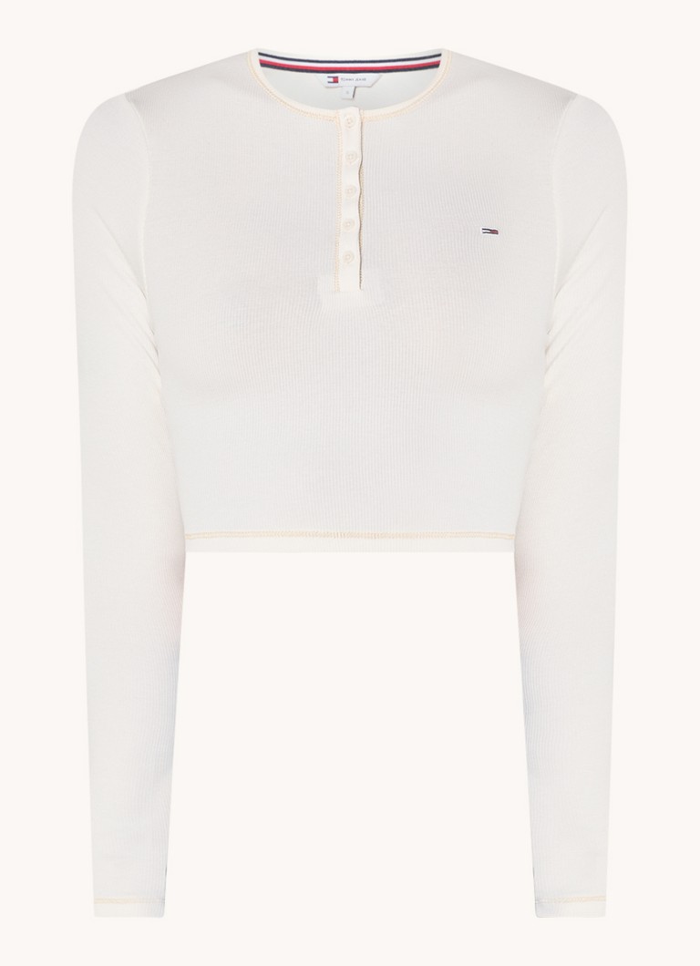Tommy Hilfiger Rib-knit cropped long-sleeved shirt with logo embroidery