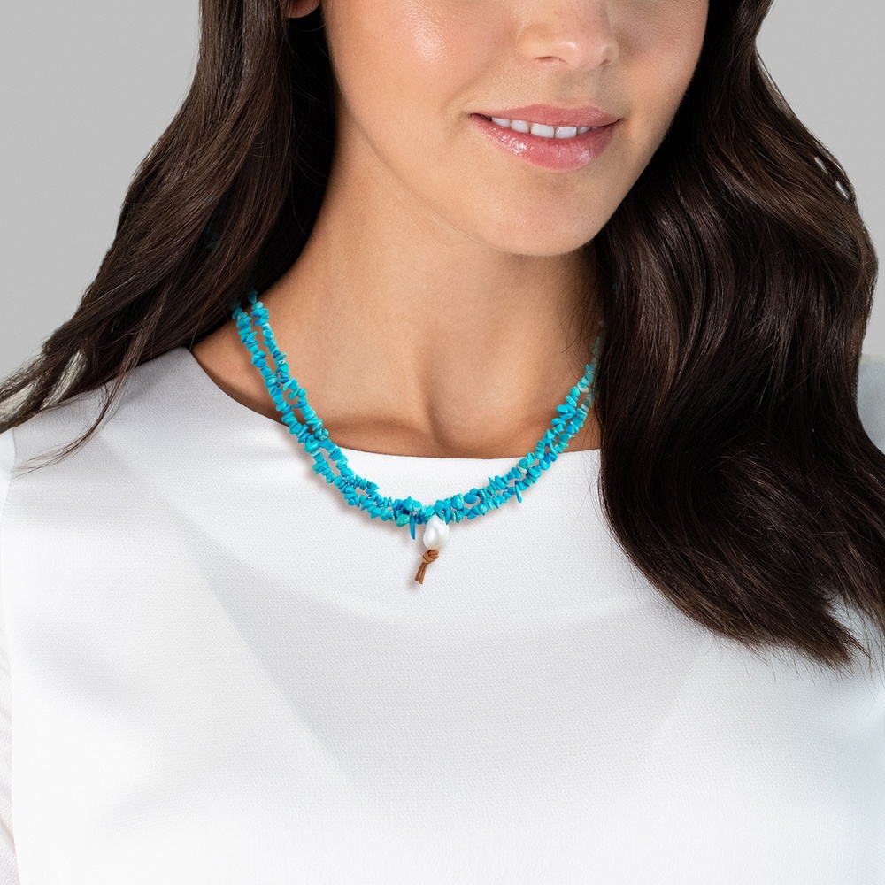 Valero Pearls Collier de pierres précieuses Turquoise reconstituée Turquoise reconstituée Perle collier