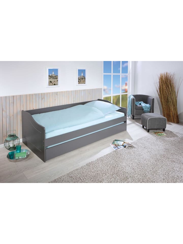ebuy24 Bett Leonie Grau 207 x 96 cm günstig kaufen onesize
