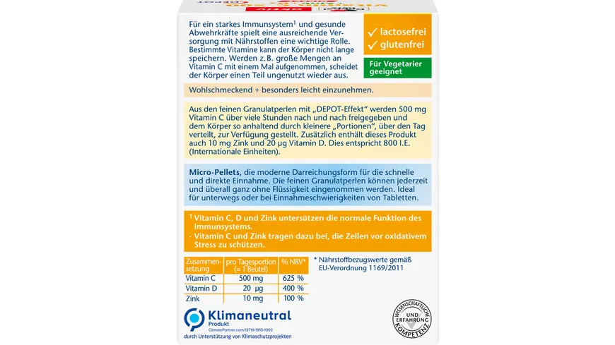 Doppelherz Vitamin C 500 + Zink Direct + D3 Depot
