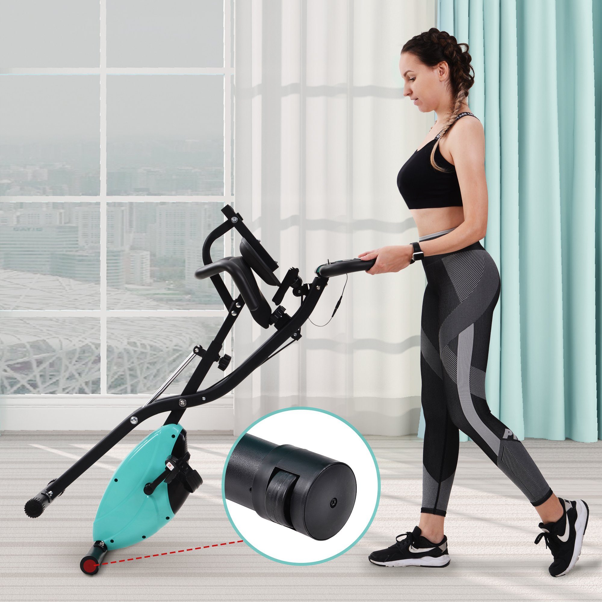 EXTSUD Heimtrainer Faltbares magnetisches Heimtrainer für effizientes Indoor-Training, 4-in-1-Design für verschiedene Trainingspositionen