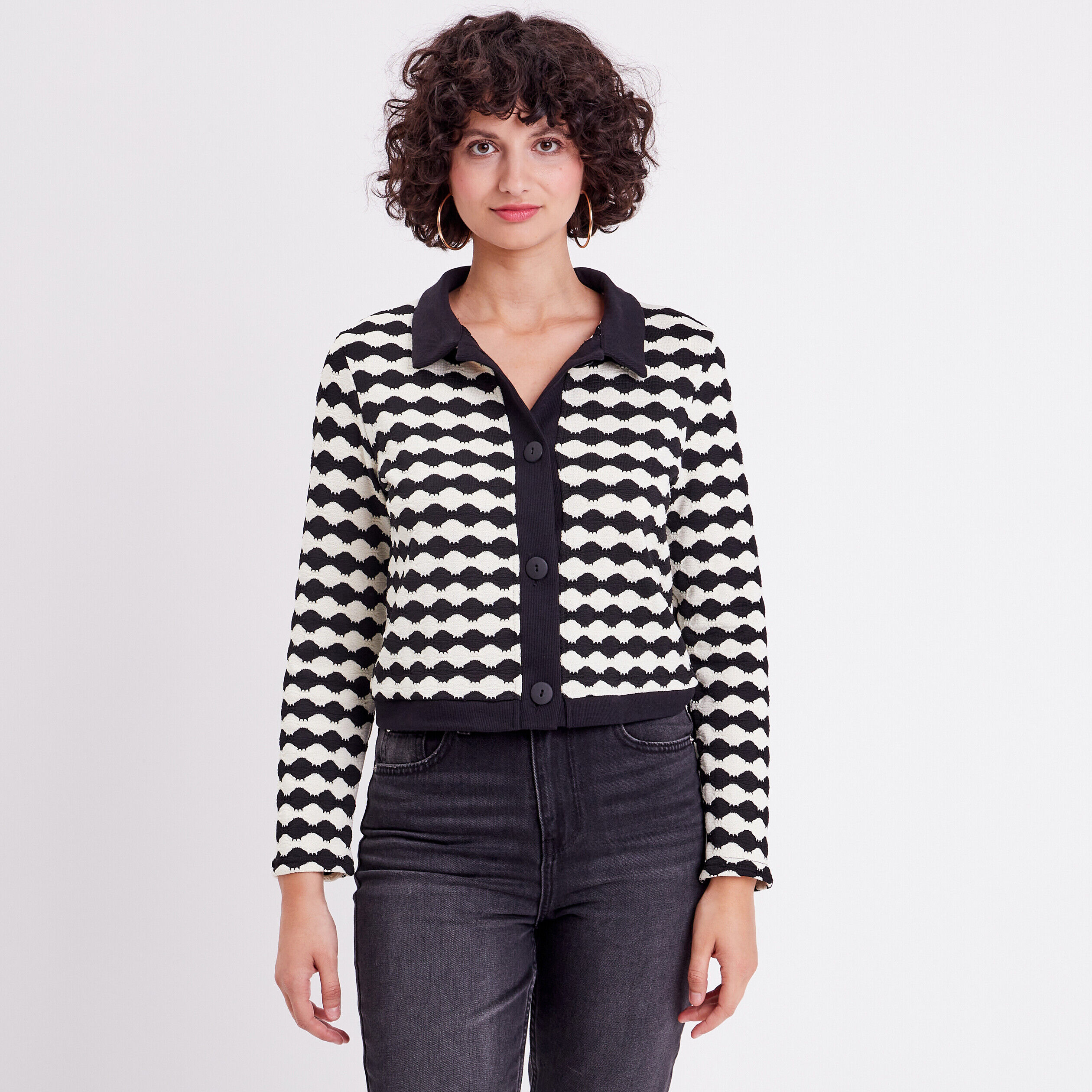 Gilet col à revers noir femme | Cache Cache
