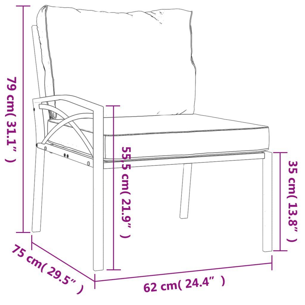 vidaXL Loungesofa Gartenstühle mit Grauen Kissen 2 Stk. 62x75x79 cm Stahl, 2 Teile