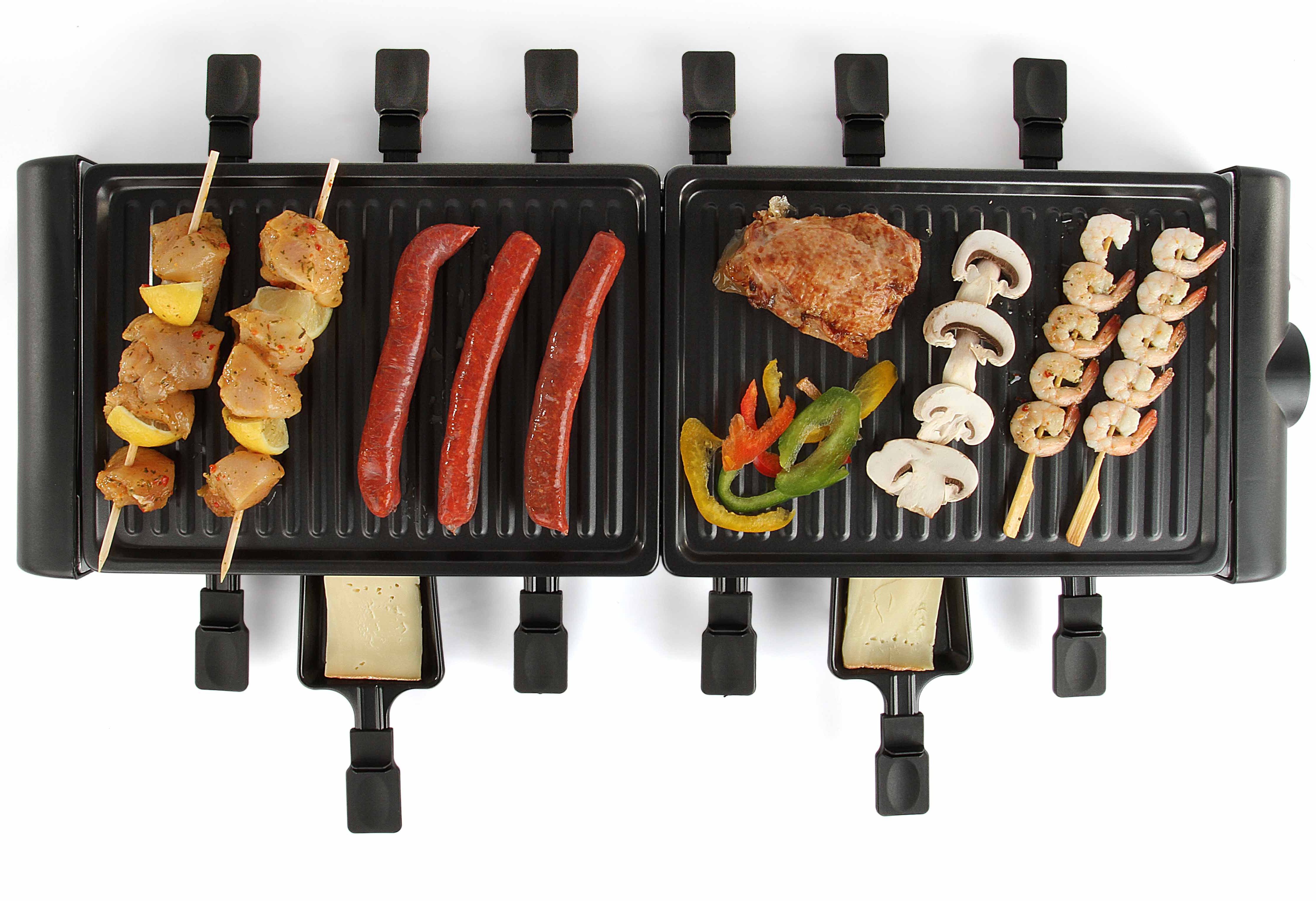 LIVOO Raclette LIVOO Raclette-Grill Raclette-Party-Set 12 Personen DOC185, 12 Raclettepfännchen, 1800,00 W, Antihaftbeschichtung, abnehmbare Grillplatten, rutschfeste Füße