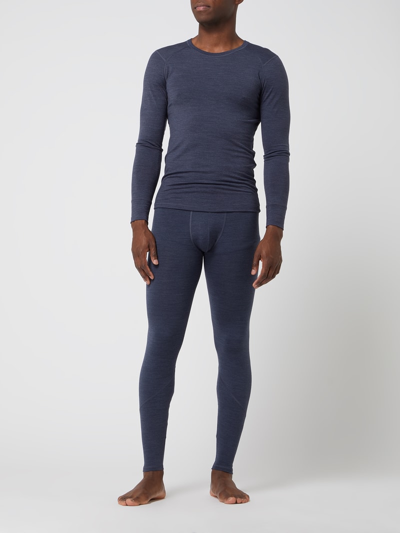Long Johns aus Wollmischung in marineblau