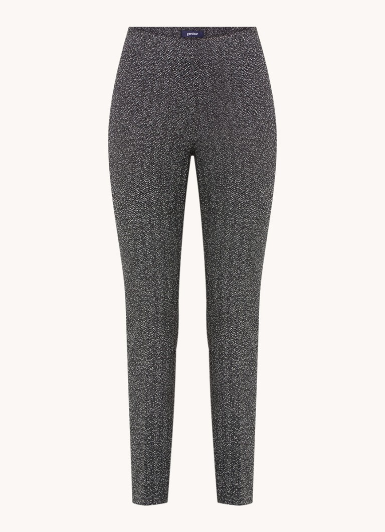 Pantaloni Gardeur cu talie medie, slim fit, cu imprimeu în spic de herringbone.