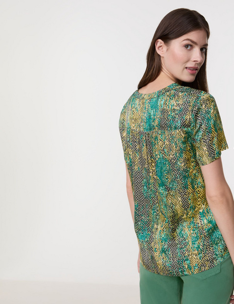 Gemustertes Blusenshirt mit Falten