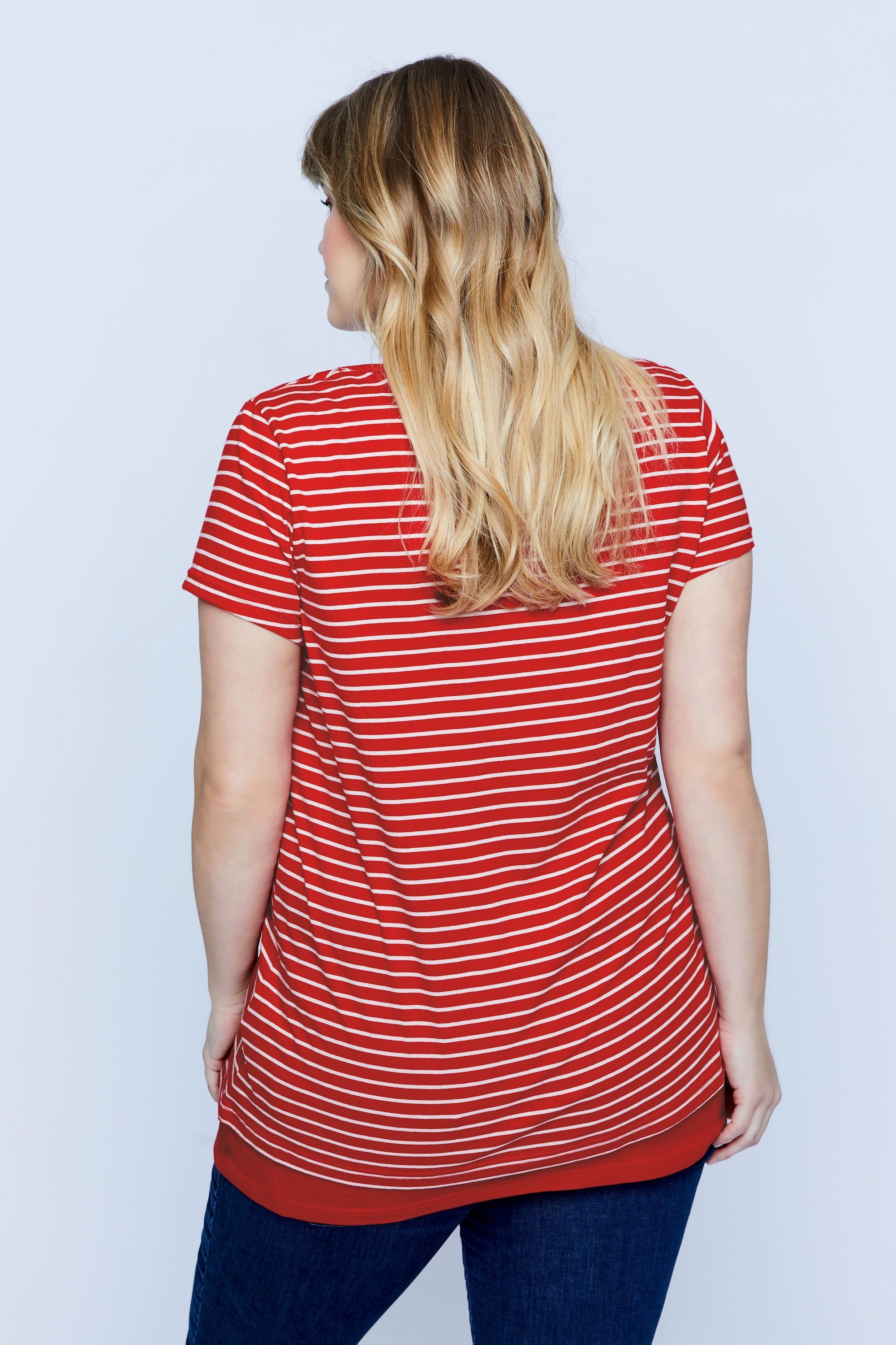 Ulla Popken Umstandsshirt Bellieva-Shirt doppellagig Ringel Shirt GOTS