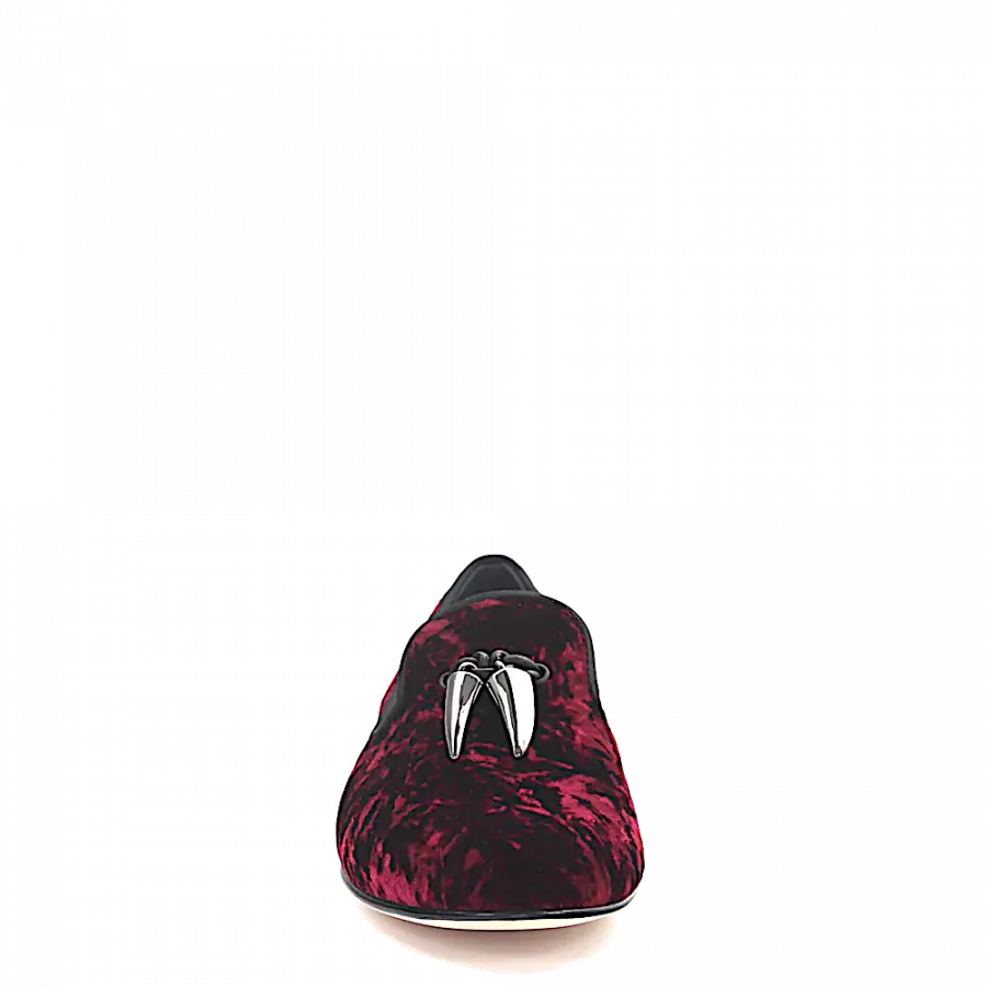 Giuseppe Zanotti - Loafer Kalbsleder Samt Metallverzierung bordeaux - rot